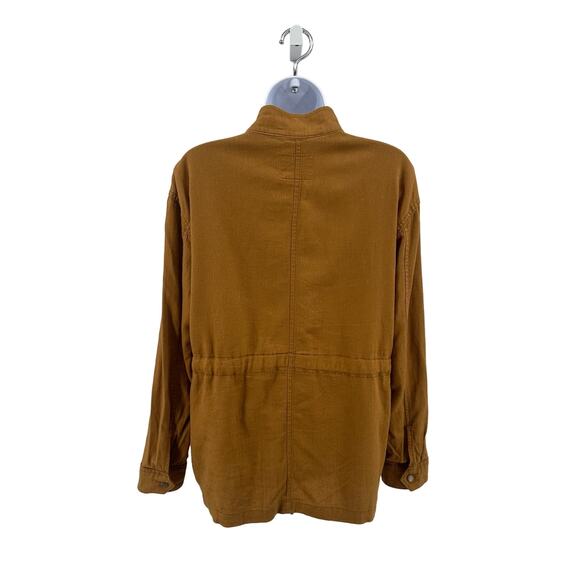 Old Navy Mustard Yellow Linen Blend Utility Jacket Womens XS Full Zip Drawstring - Picture 5 of 10